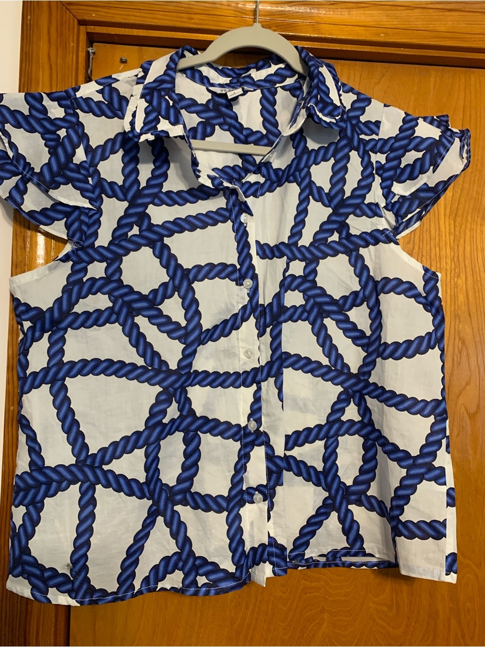 Navy Rope Print Button-Up Blouse large 77 park